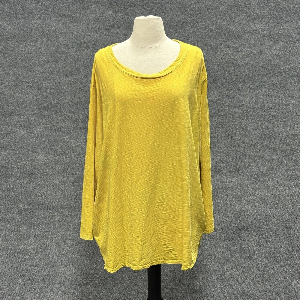 Fresh Produce Shirt Womens 3X Yellow Long Sleeve Tunic Top Made USA Cotton E384